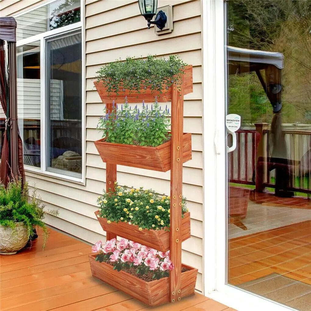 Fin 4 Tier Heavy Duty Raised Garden Bed Elevated Planter Box Removable Container Box - Home & Garden