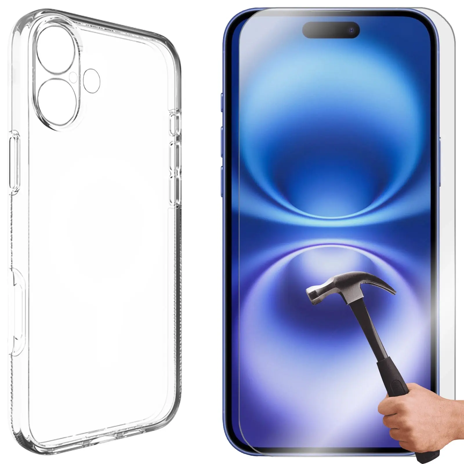 For Apple iPhone 16 PLUS Phone Case Cover and Tempered Glass Screen Protector Guard - Electronics