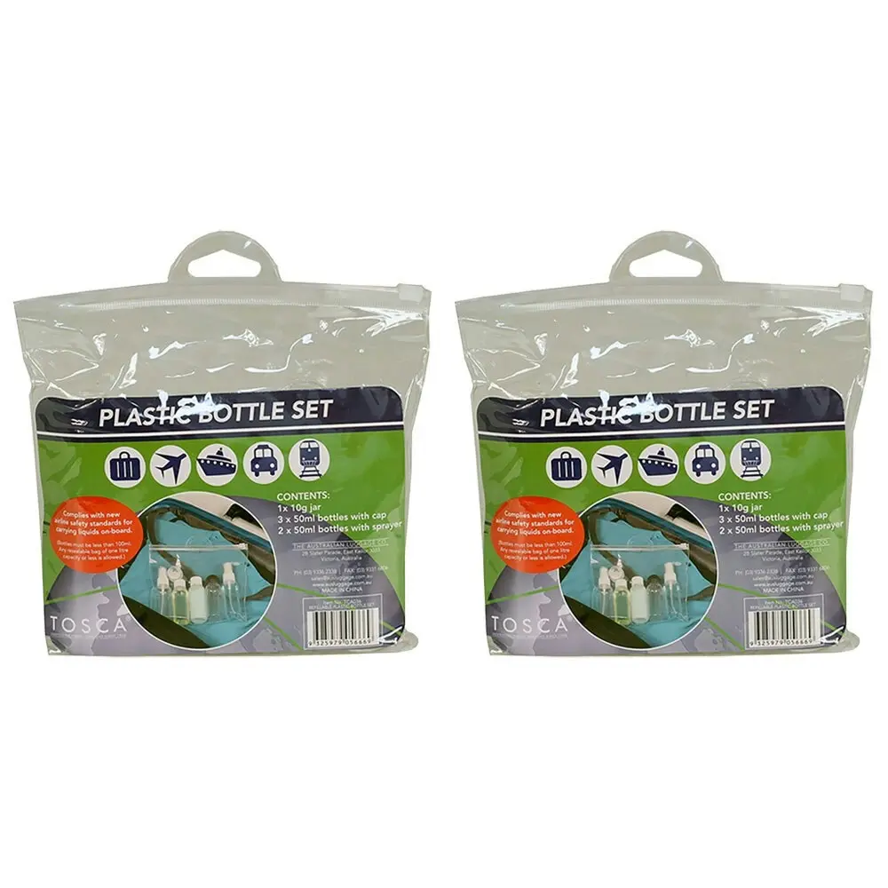 12pc Tosca Travel Refillable Reusable Plastic Bottle Cosmetic Toiletry Set - Fashion