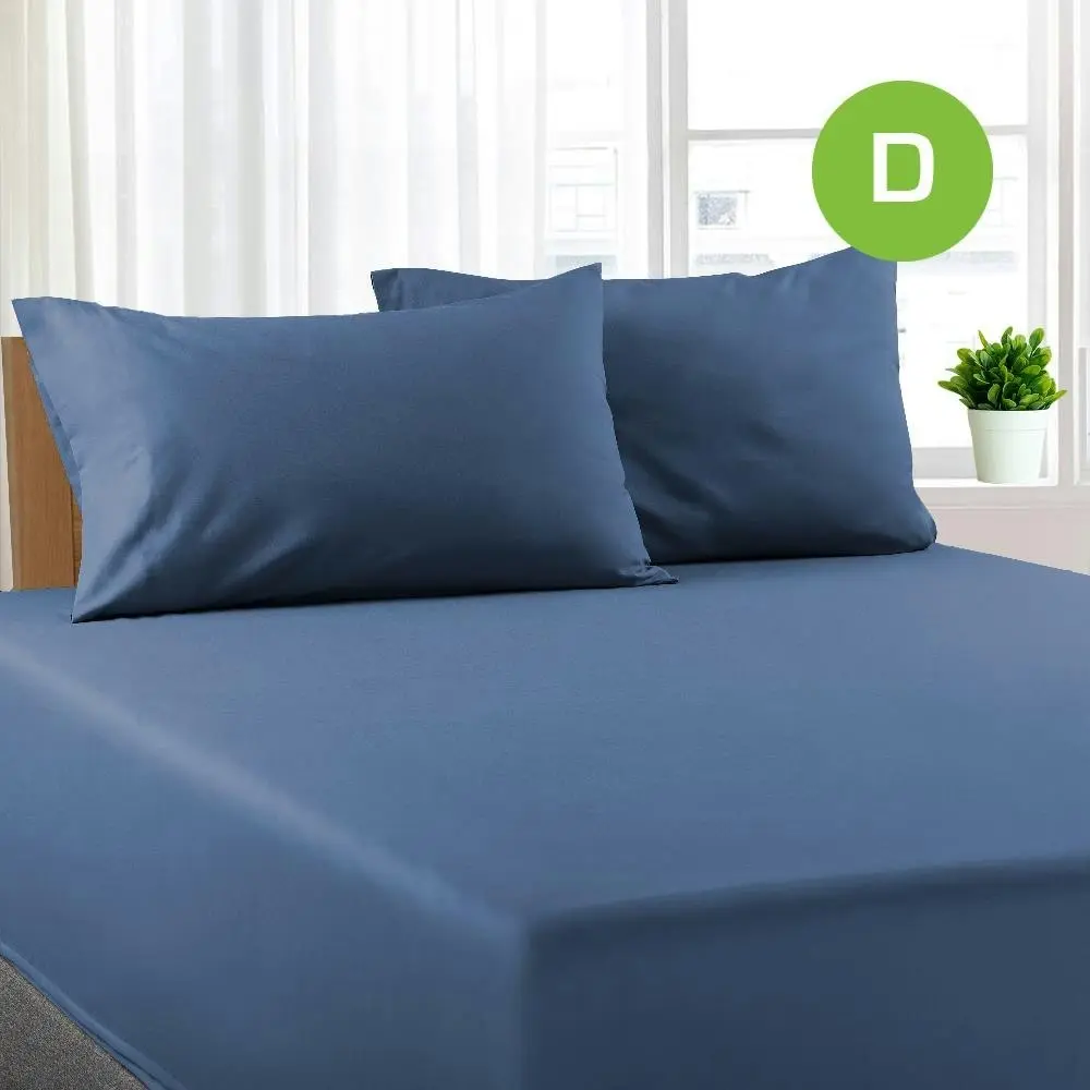 Double Size Ocean Color Poly Cotton Fitted Sheet + Pillowcase - Home & Garden
