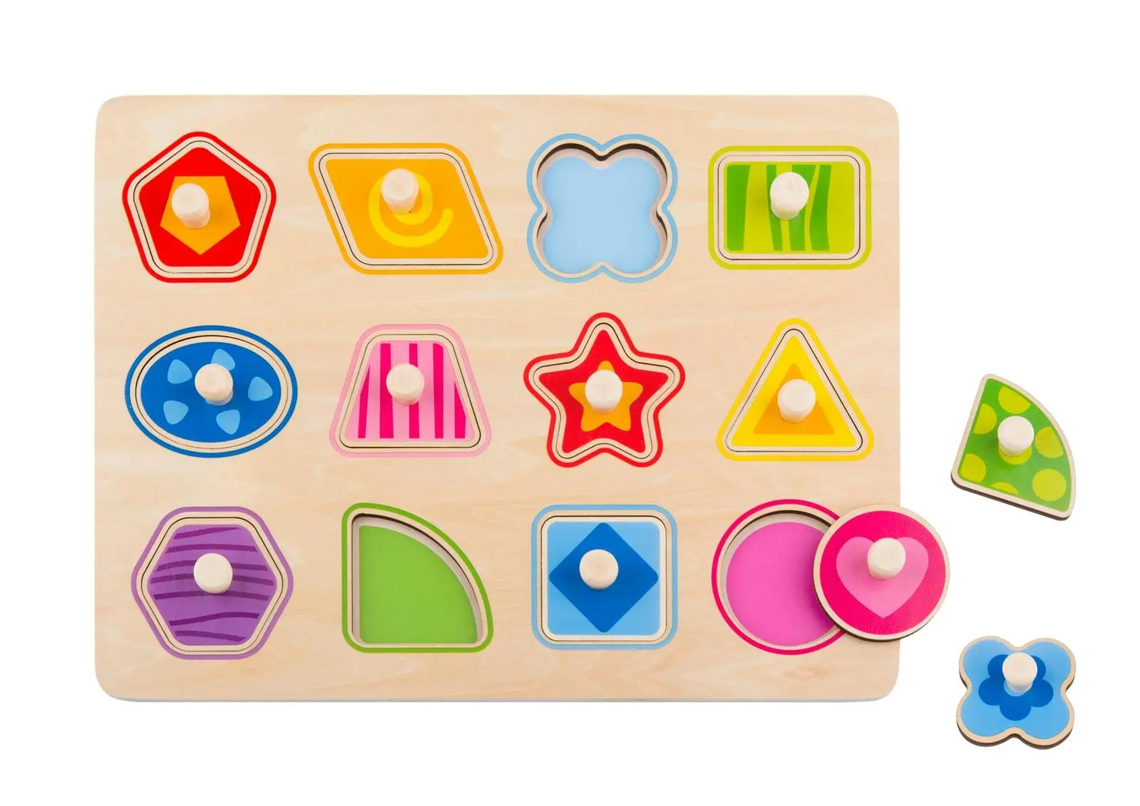 Tooky Toy Wooden Shape Peg Kids/Toddler Learning Play 30cm Puzzle Board 18m+ - Toys & Games