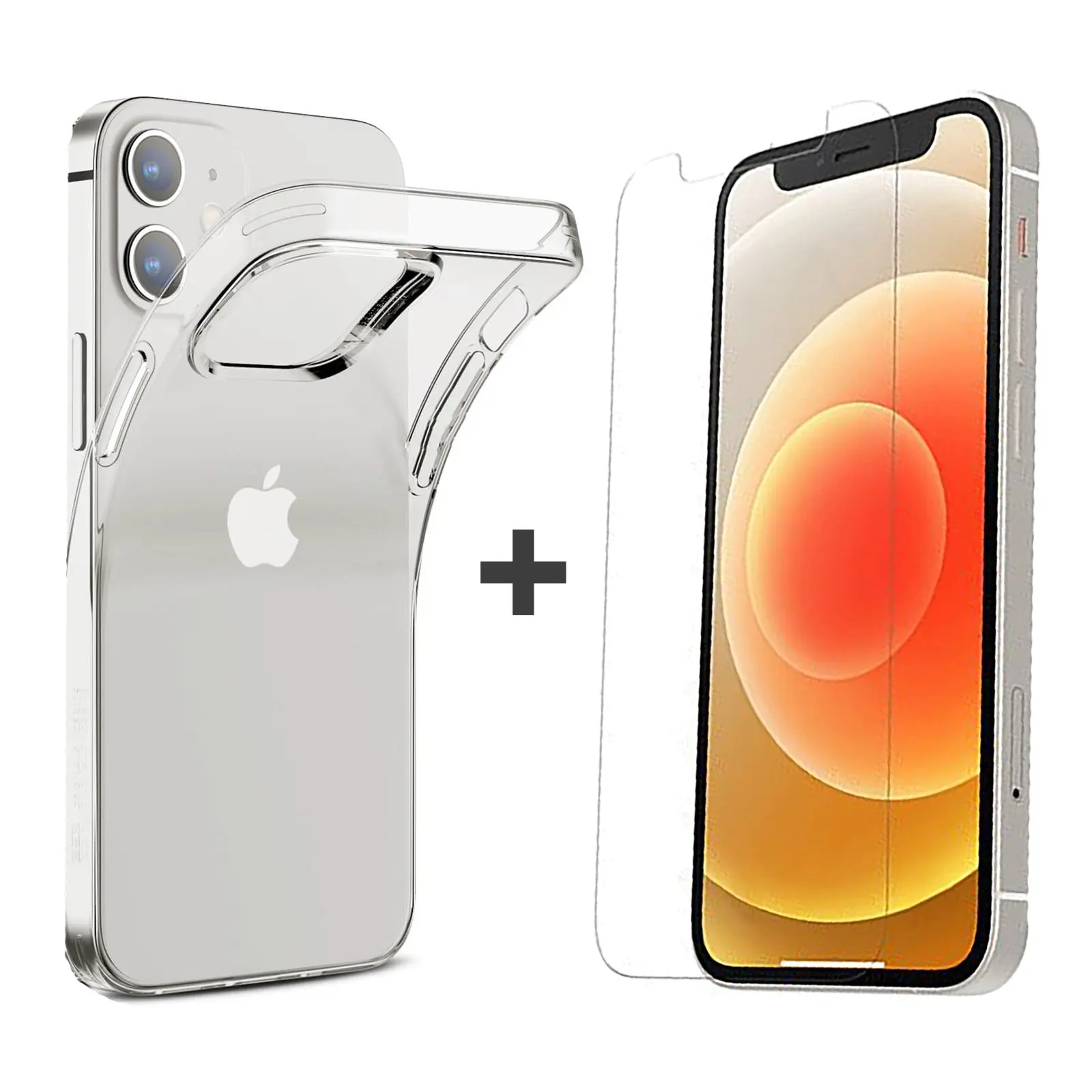 Apple iPhone 12 Clear Case Cover and Soft Anti-scratch Front Screen Protector