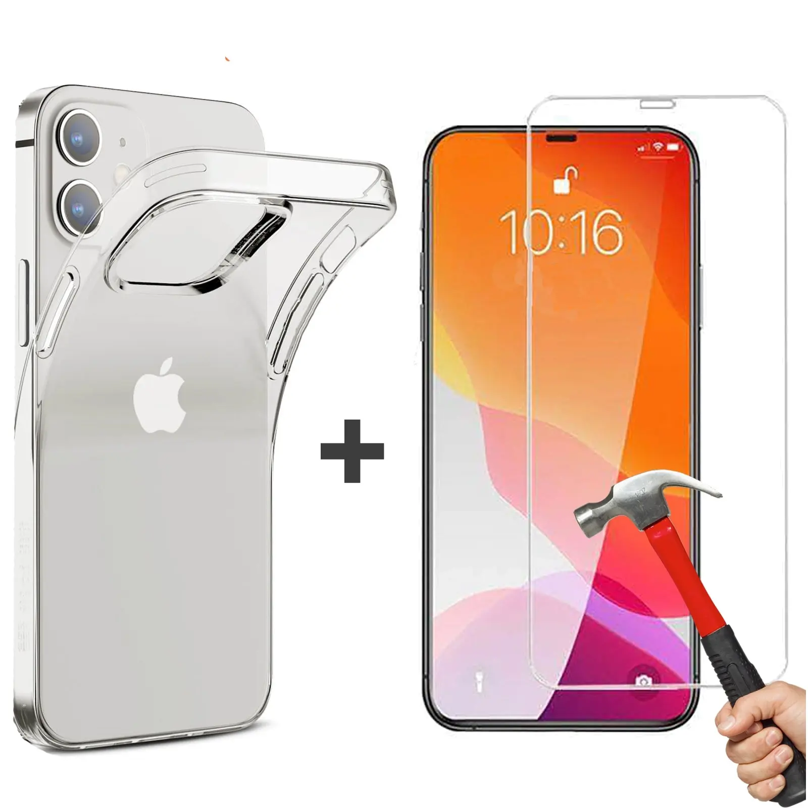 Apple iPhone 12 PRO MAX Clear Case Cover & 9H Tempered Glass Screen Protector - Electronics