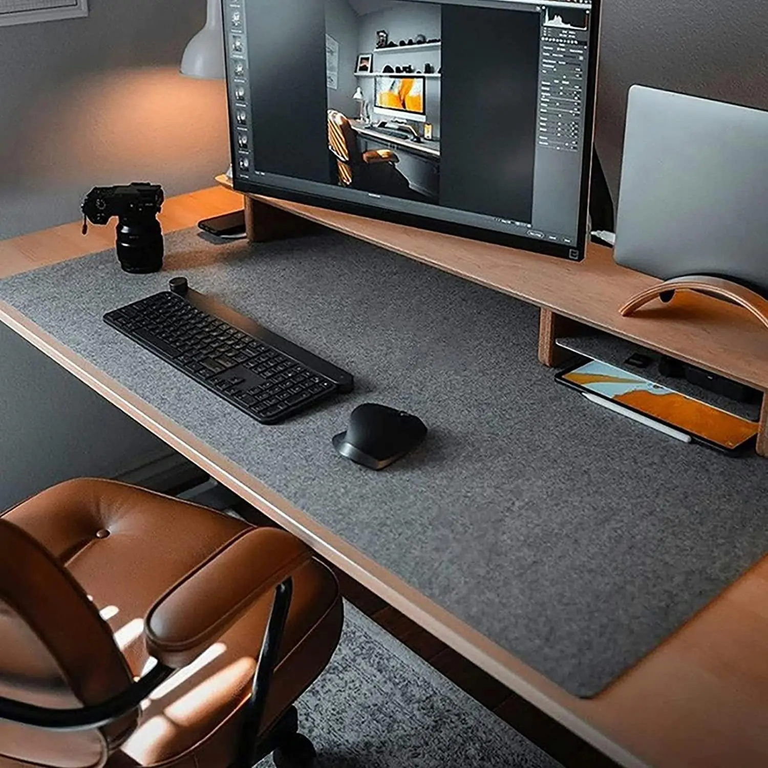 Large Felt Desk Pad 90x40cm Extra Large Mouse Mat - Electronics