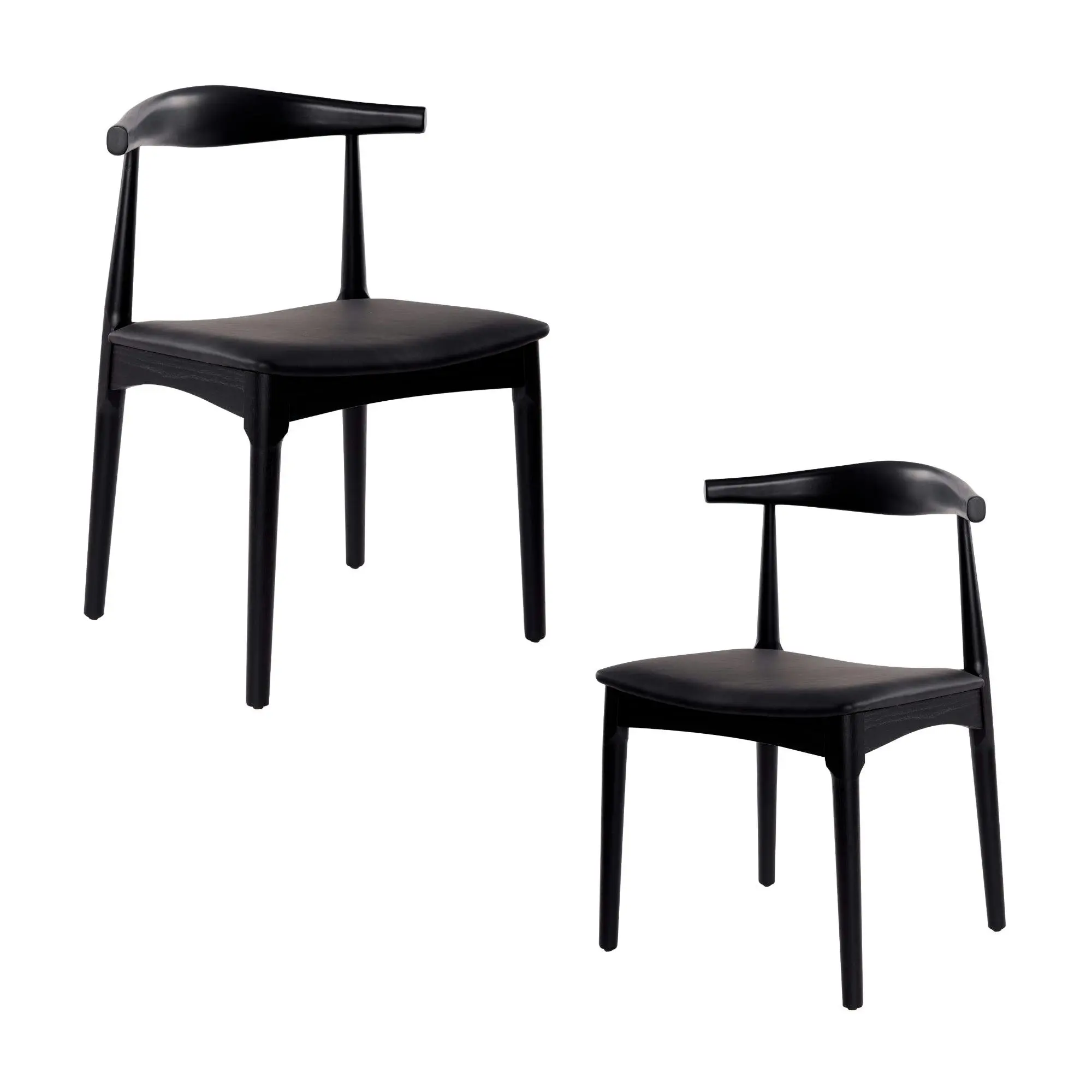 Henrik 2pc Set Dining Chair Replica Hans Wenger Elbow Black - Furniture