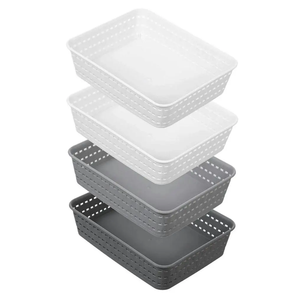 4x Boxsweden Woven Basket 25cm Home Office Storage Organiser Containers Assort. - Home & Garden