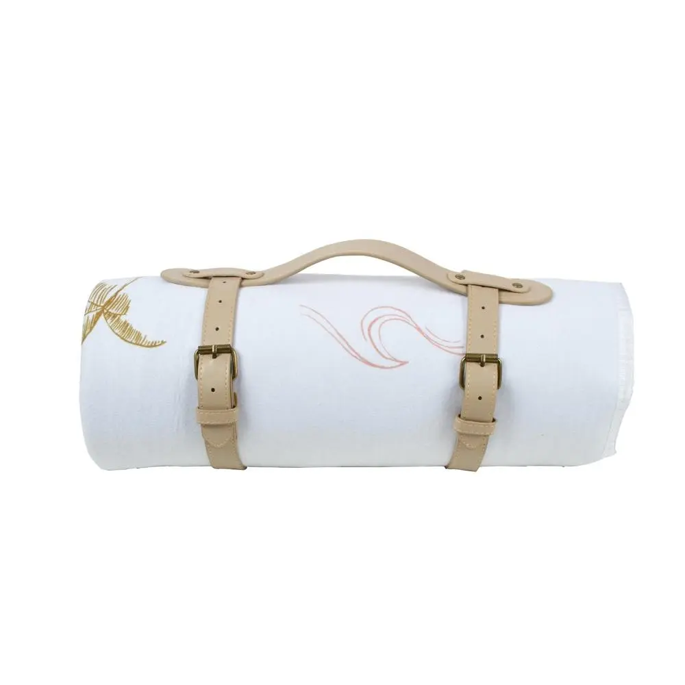 Good Vibes 200cm Fleece Picnic Blanket w/ Carry Strap Outdoor Mat Coco & Waves - Home & Garden