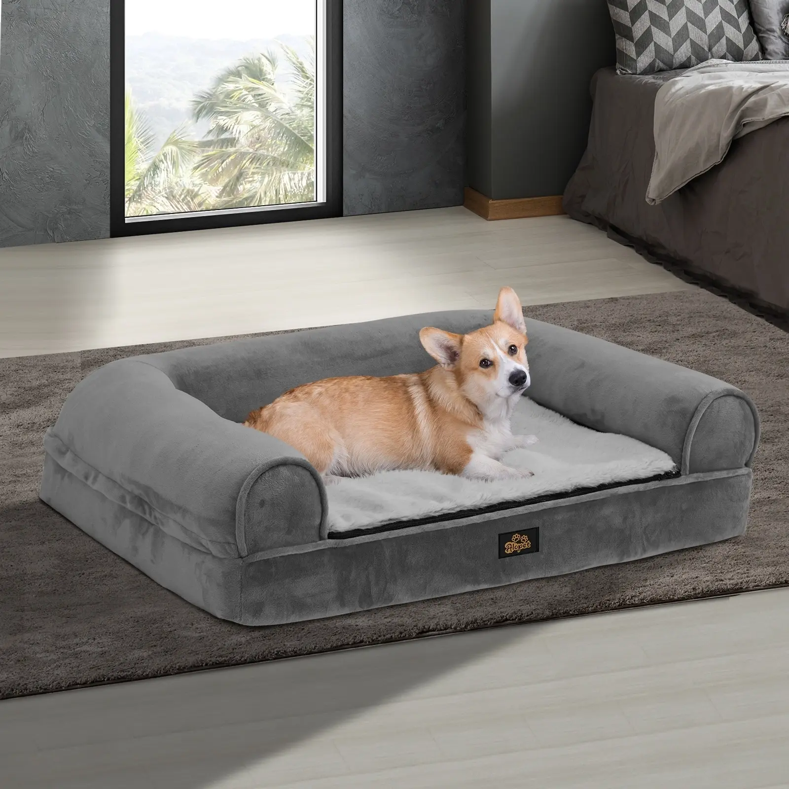 Alopet Pet Calming Bed Memory Foam Dog Orthopedic Sofa Removable Cover Extra Extra Large - Pets