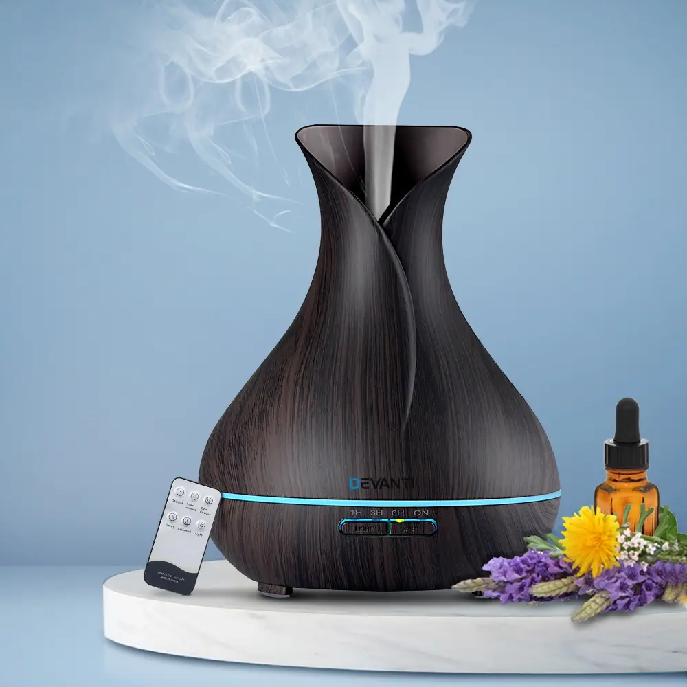 Devanti Aroma Diffuser Aromatherapy Dark Wood 400ml - Home & Garden
