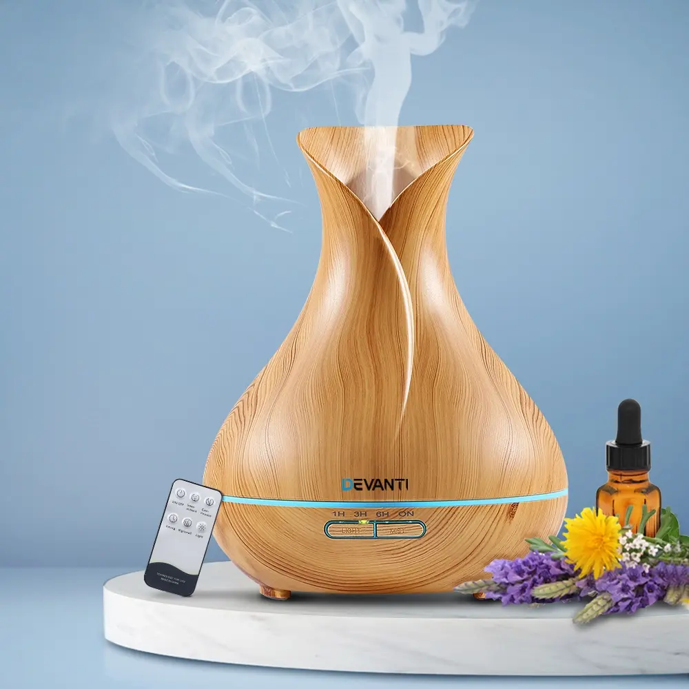 Devanti Aroma Diffuser Aromatherapy Light Wood 400ml - Home & Garden