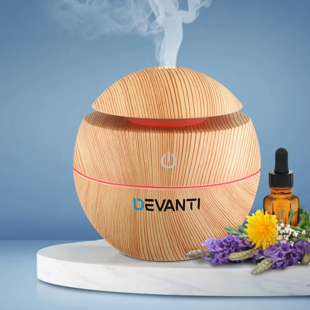 Devanti Aroma Diffuser Aromatherapy Light Wood 130ml - Home & Garden