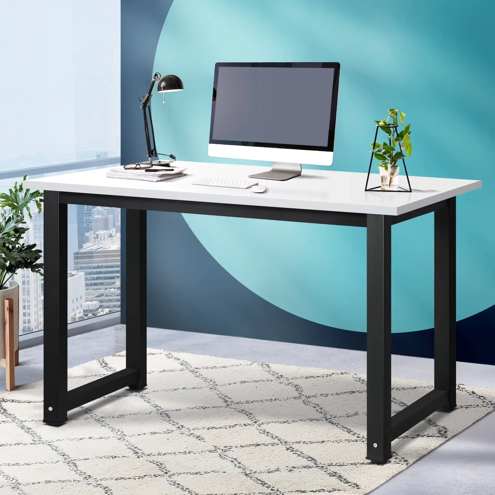 Oikiture Computer Desk Study Office Table Workstation Laptop Desks Home 120cm - Furniture