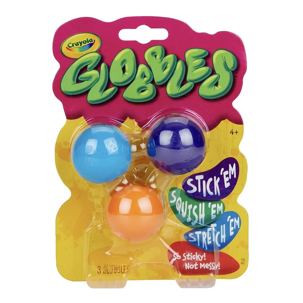 3pc Crayola Kids/Childrens Globbles Squeezy Orbs/Balls Fidget Toy Assorted 48m+ - Hobbies