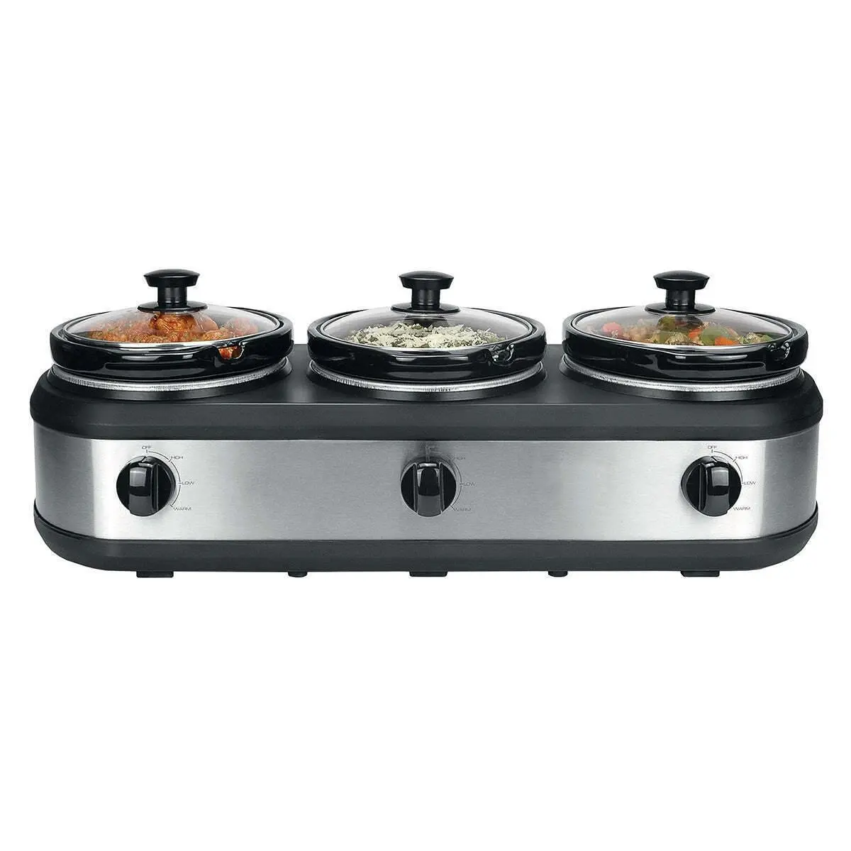 Triple-Pot Slow Cooker, 2.5L Each, 405W, 3 Warm Settings