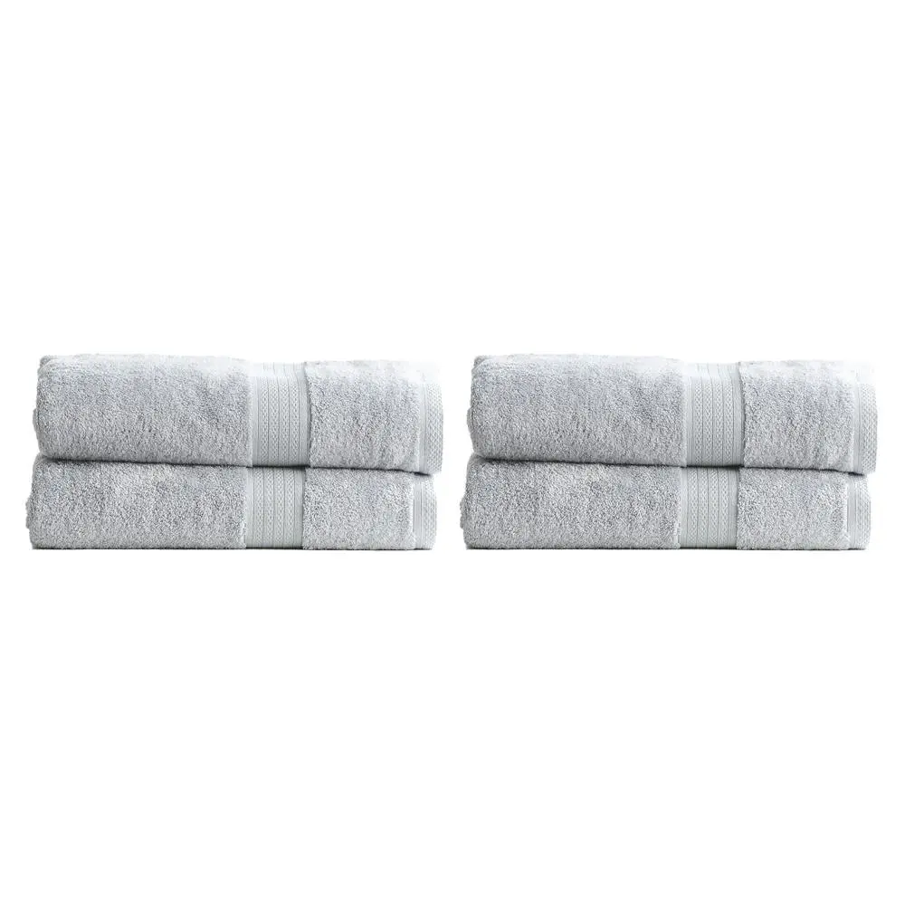 4pc Renee Taylor Stella 650GSM Super Soft Bamboo Cotton Bath Sheet Set Silver - Home & Garden
