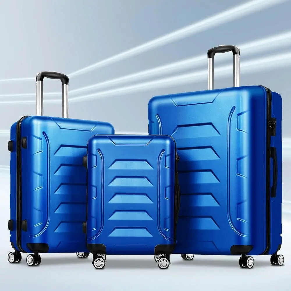 Alfordson 3PCS Luggage Suitcase Trolley Set Hard Case Travel Storage TSA Lock Dina Blue - Fashion