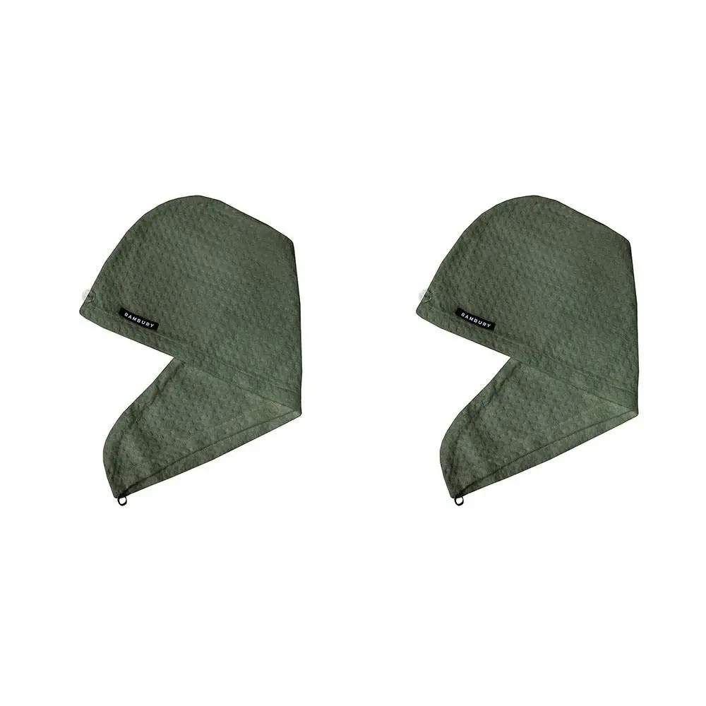 2x Bambury Home Living soft Matrix Microfibre Hair Wrap Moss Knitted 65 x 25cm - Home & Garden