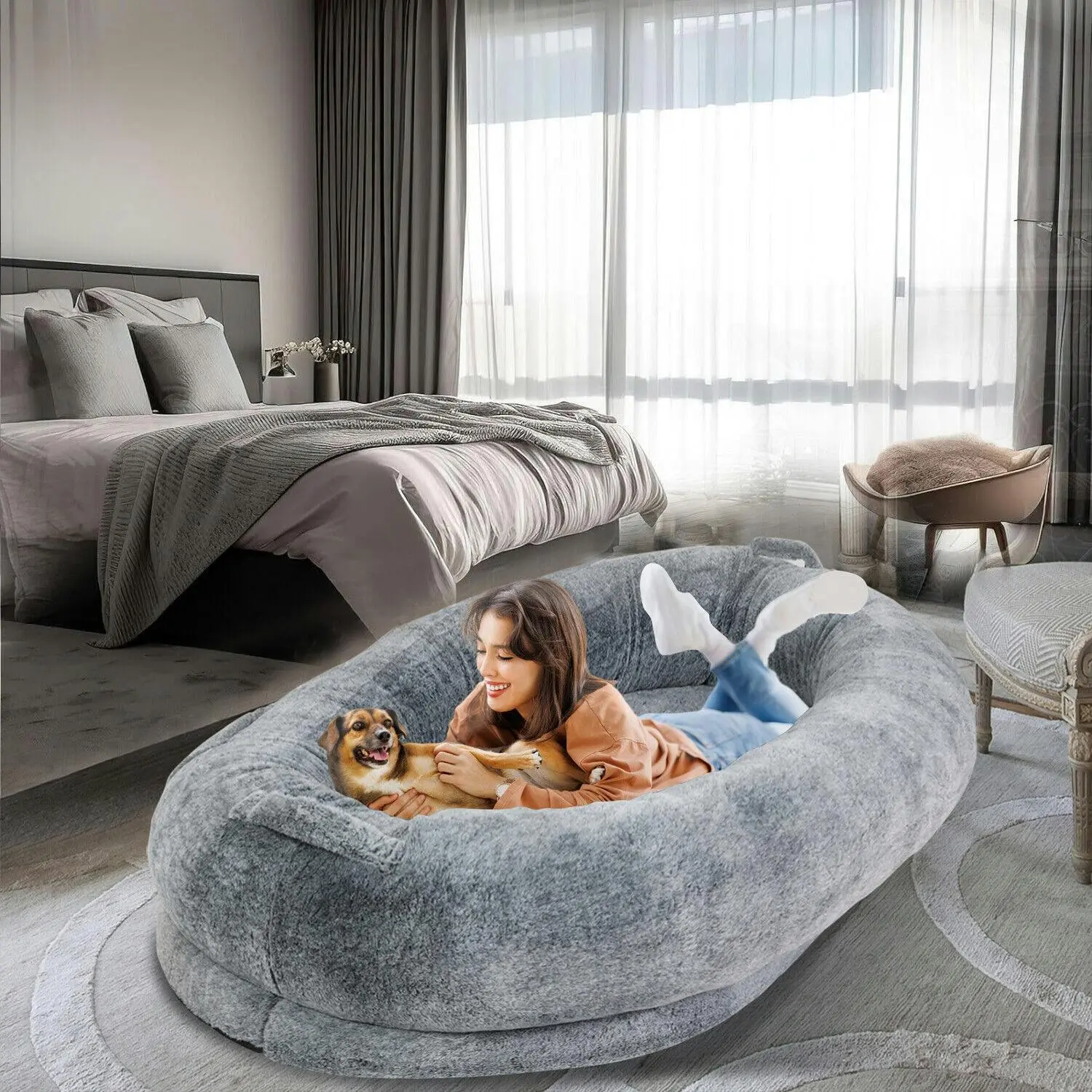 Fin Xxxl-Large Human Dog Bed Giant Orthopedic Pet Bed Ultra Soft Mattress Washable