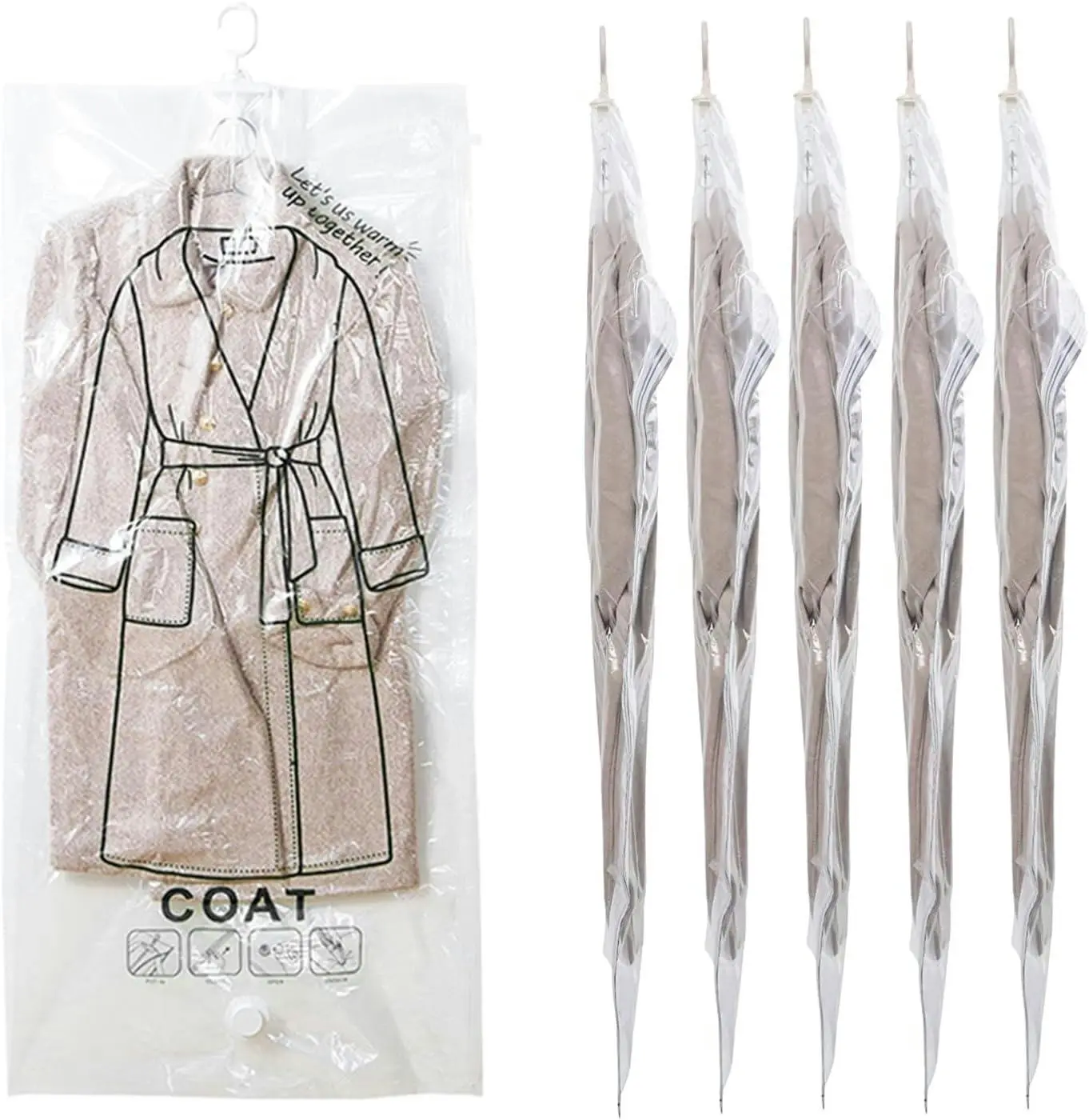 6PCS Hanging Vacuum Storage Bags, Reusable Space Saver - Home & Garden