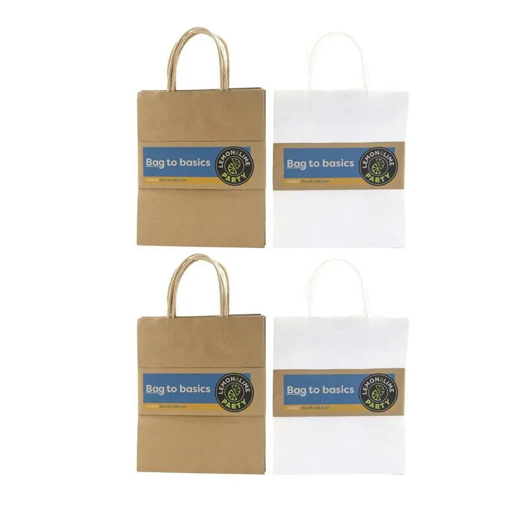 16PK Lemon & Lime 26.5cm Paper Kraft Gift Bag Carry Storage Bags w/ Handles Asst - Hobbies