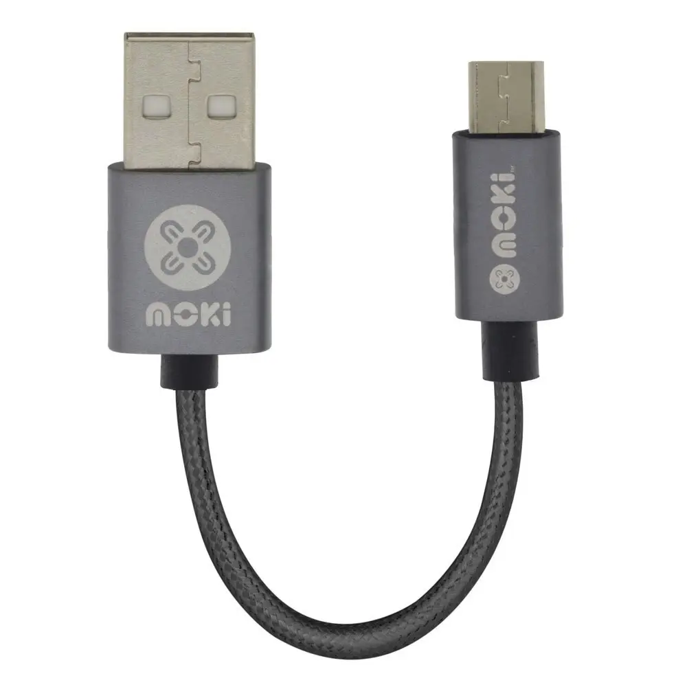 Moki 10cm Braided MicroUSB to USB Aluminium Case Sync/Charge Cable f/ Android/PC - Electronics