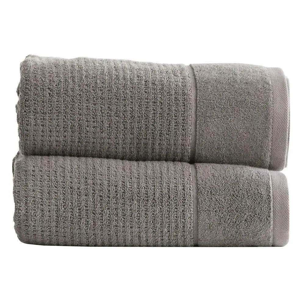 2PK Renee Taylor 650GSM Cambridge 80x160cm Bath Sheet Textured Towel Fossil - Home & Garden