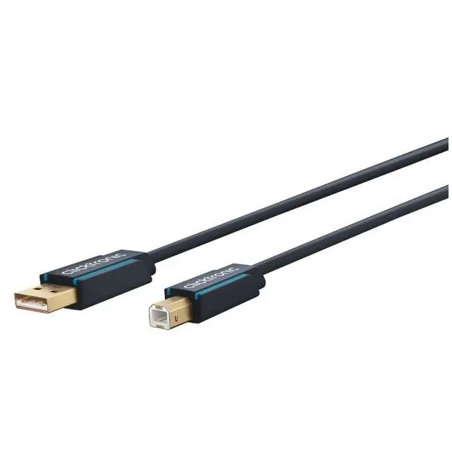Clicktronic 1.8m Male USB A to B 2.0 Cable Connector Extension 480Mbps Black - Electronics