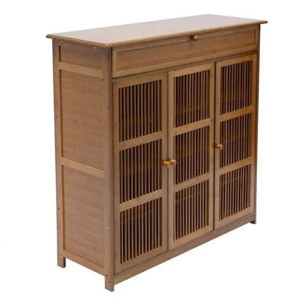 Fin Large Wooden Shoe Cabinet Storage Cupboard Unit Shoe Rack Housekeeping Organiser - Home & Garden