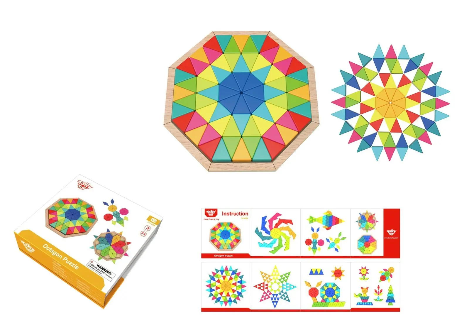 Tooky Kids/Children's Octagon Mosaic Advanced Coordination Thinking Puzzle 3+ - Toys & Games