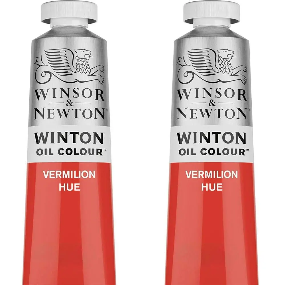 2x Winsor & Newton 200ml Winton Oil Colour Paint Artist/Craft Vermilion Hue - Hobbies
