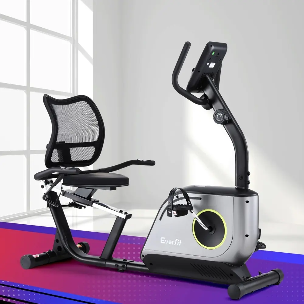 Everfit Recumbent Exercise Bike Magnetic Cycling Mesh Chair 120kg Loading - Sports & Outdoor