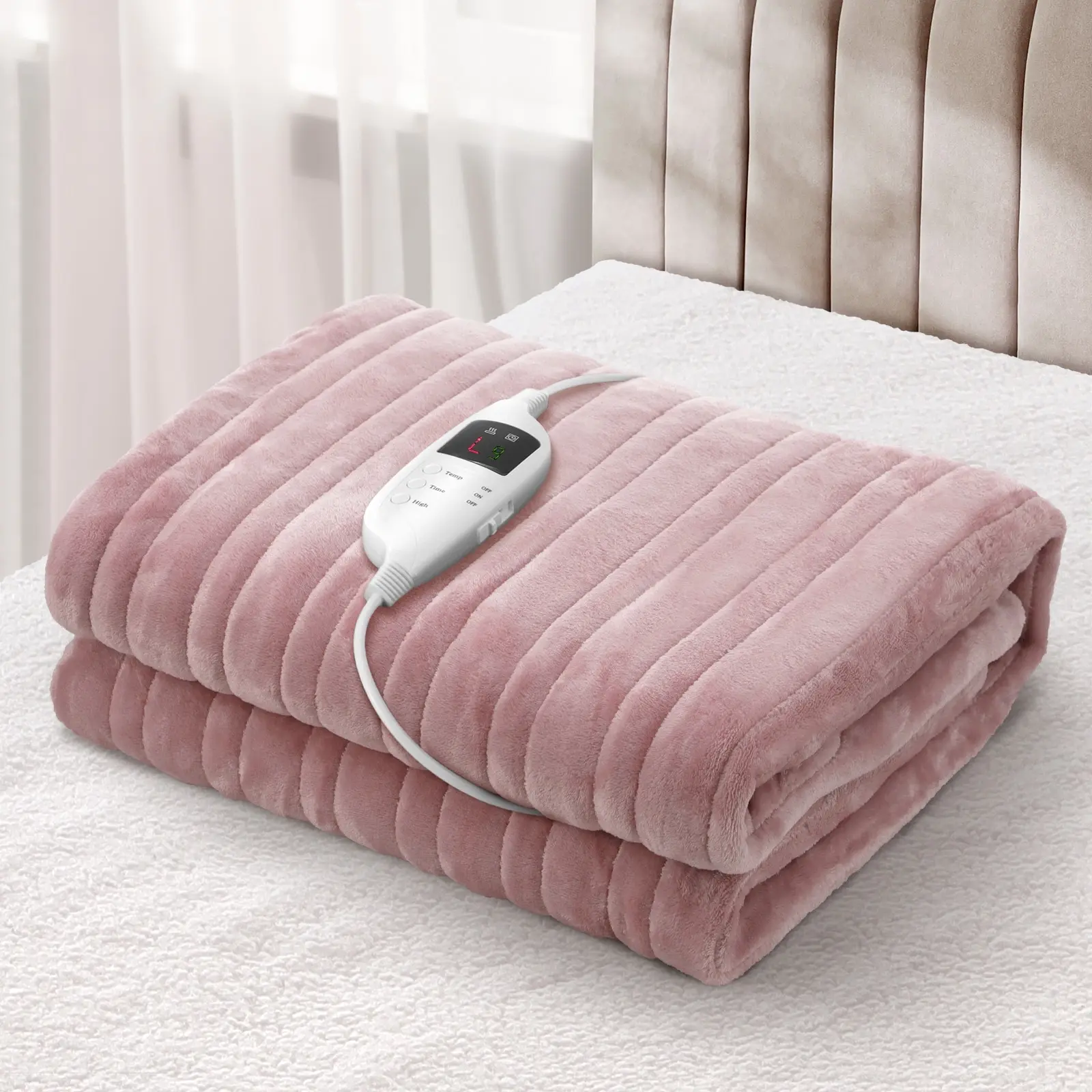 Bedra Washable Electric Heated Throw Rug Flannel Snuggle Blanket Winter Pink - Home & Garden