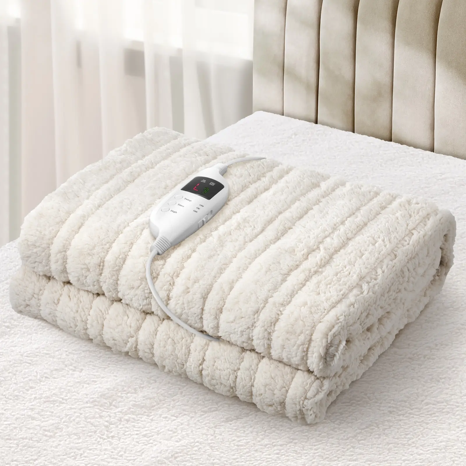 Bedra Electric Throw Rug Heated Blanket Washable Sherpa Flannel Winter Warming - Home & Garden