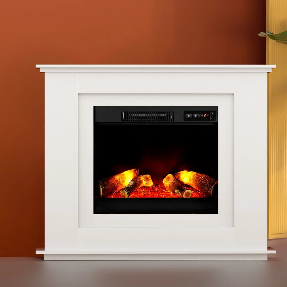 Devanti Electric Fireplace Fire Heater 2000W White - Home & Garden