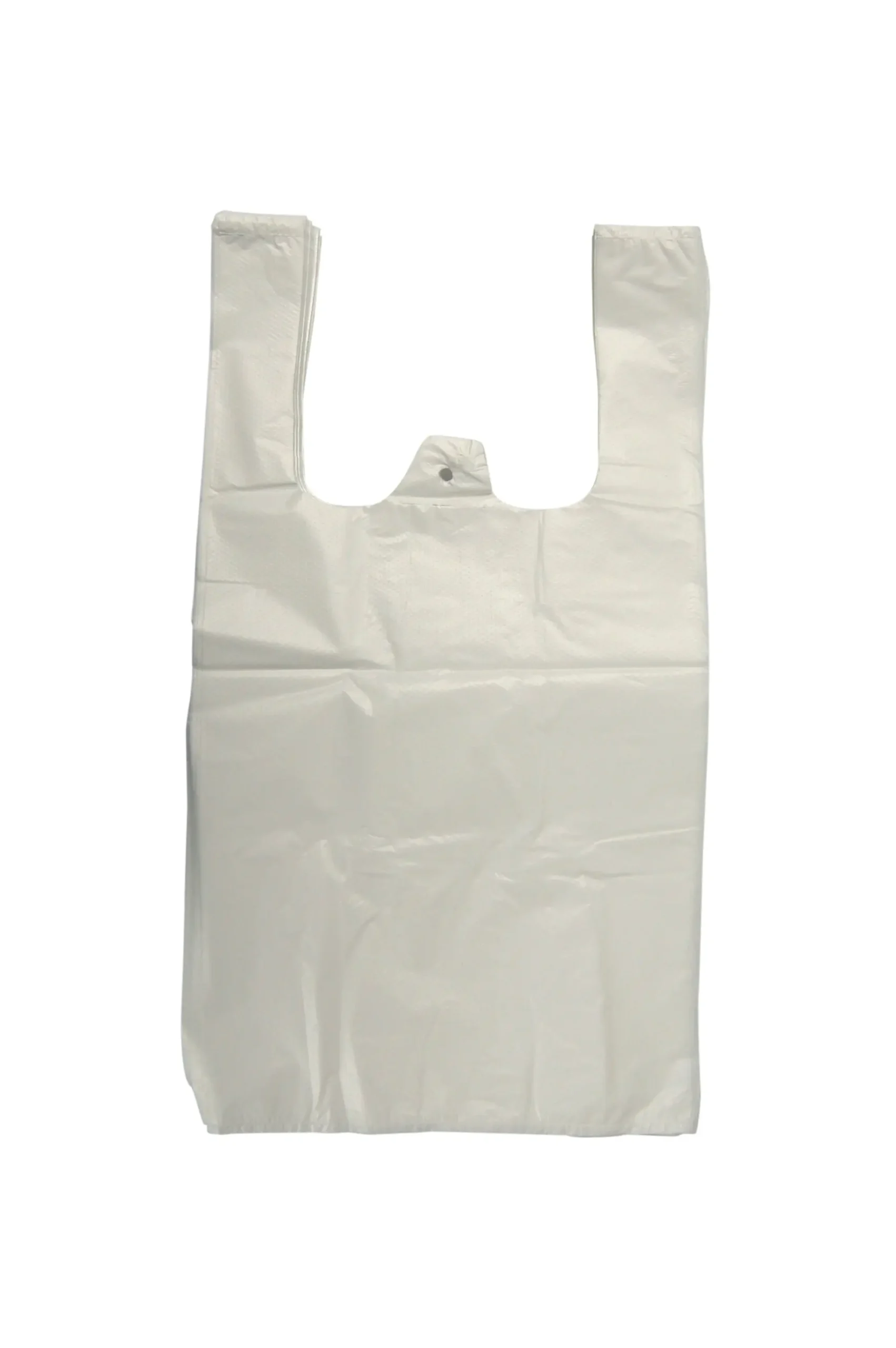 Singlet Shopping Bags, 400 x 220 x 130mm, 19 Microns, Embossed Small, White, 194/Pack, 1940/Carton - Home & Garden