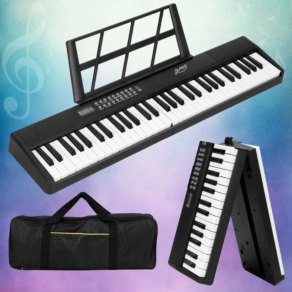 Alpha 61 Keys Foldable Electronic Piano Keyboard Digital Electric w/ Carry Bag - Hobbies