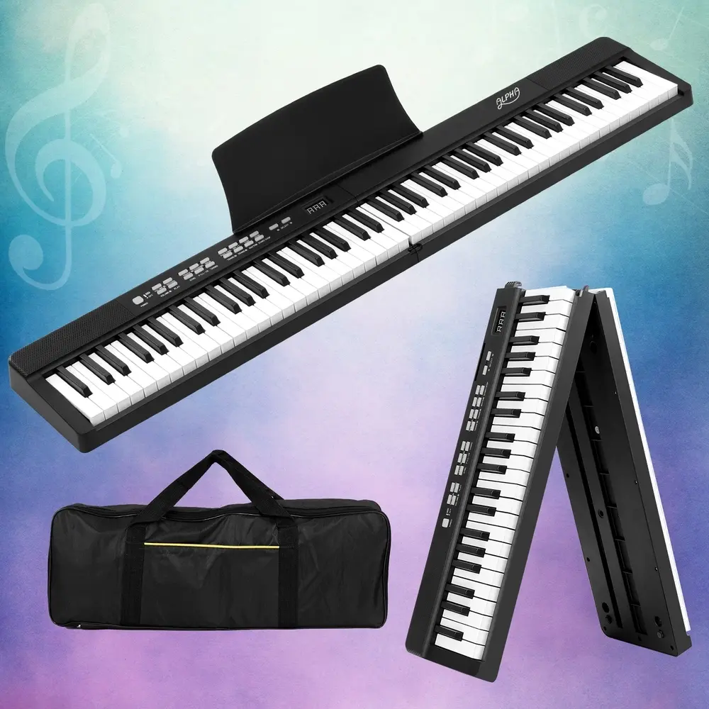 Alpha 88 Keys Foldable Electronic Piano Keyboard Digital Electric w/ Carry Bag - Hobbies