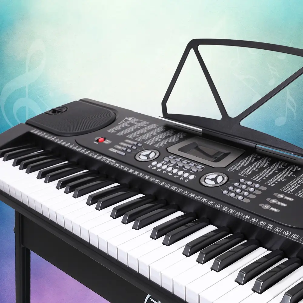 Alpha 61 Keys Electronic Piano Keyboard Digital Electric w/ Stand Beginner Black - Hobbies