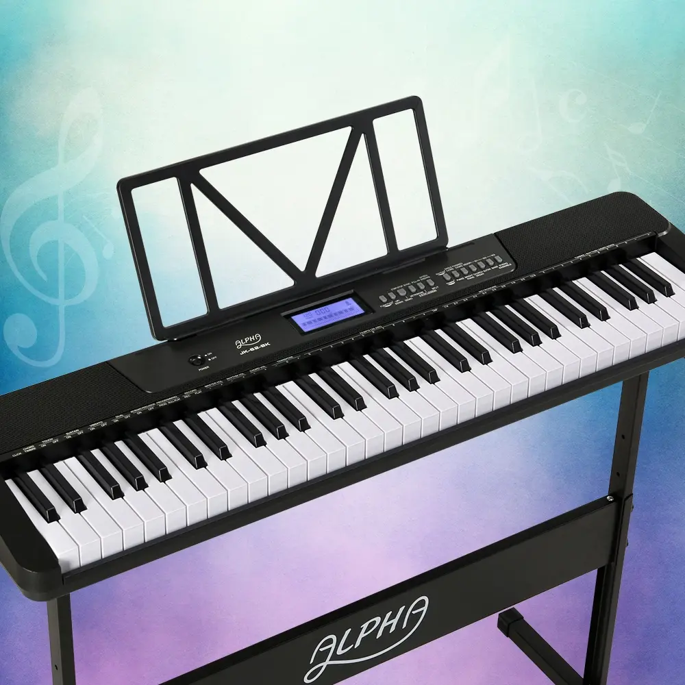 Alpha 61 Keys Electronic Piano Keyboard Digital Electric w/ Stand Touch Sensitive - Hobbies