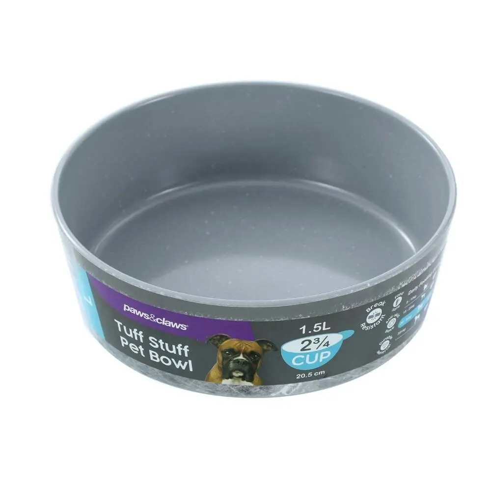 Paws & Claws Large 20.5cm/1.5L Tuff Stuff Pet/Dog Bowl Food/Dish Feeder Grey - Pets