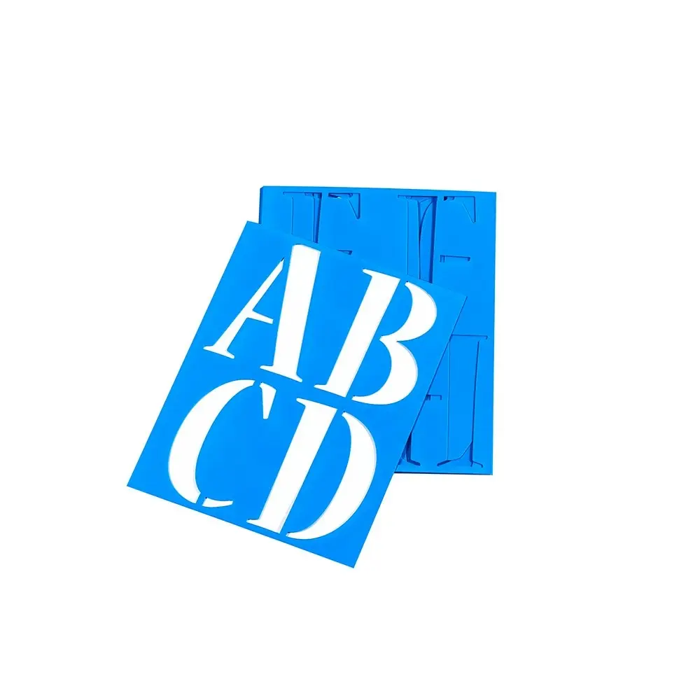 9pc Sandleford 100mm Plastic Stencil Kit Letters/Numbers Nueva for Paints Blue - Hobbies