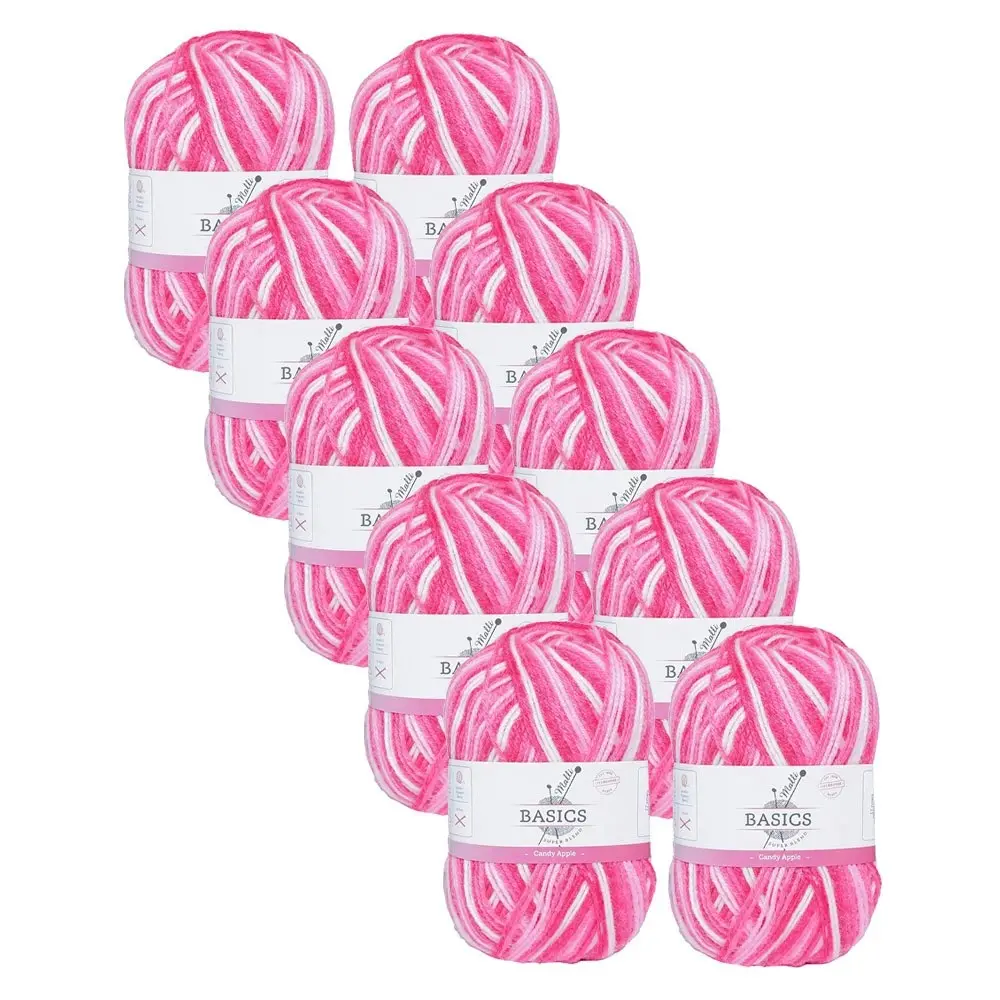10x Malli Blend Basic Multi Colour 100g Acrylic/Polyester Yarn Candy Apple - Hobbies