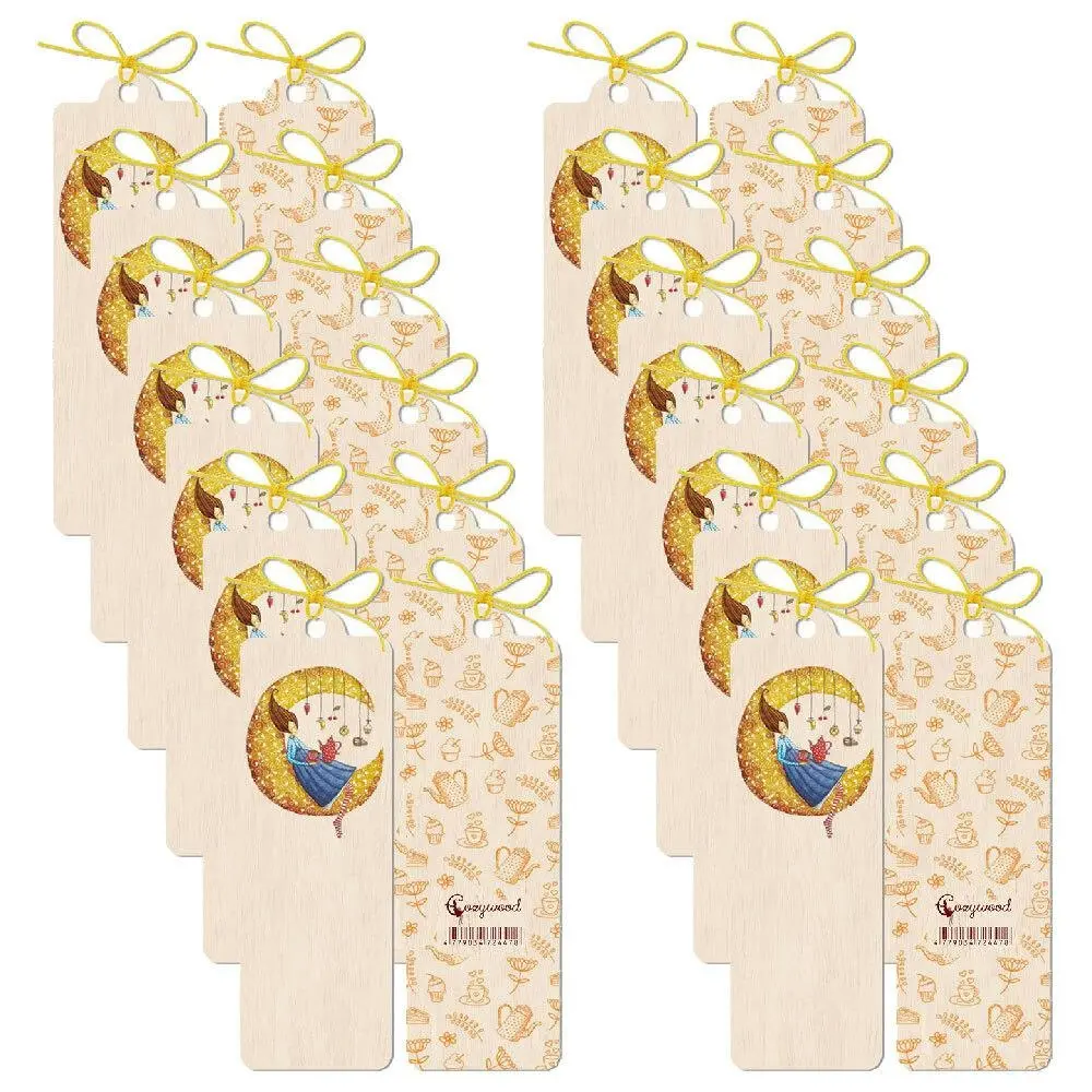12x Cozywood Wooden Bookmark 4.5x14cm with Waxed Ribbon Never Stop Dreaming - Office