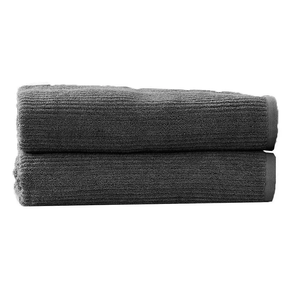 2pc Renee Taylor Bath Sheet/Towel Set Cobblestone 650 GSM Cotton Ribbed Granite - Home & Garden