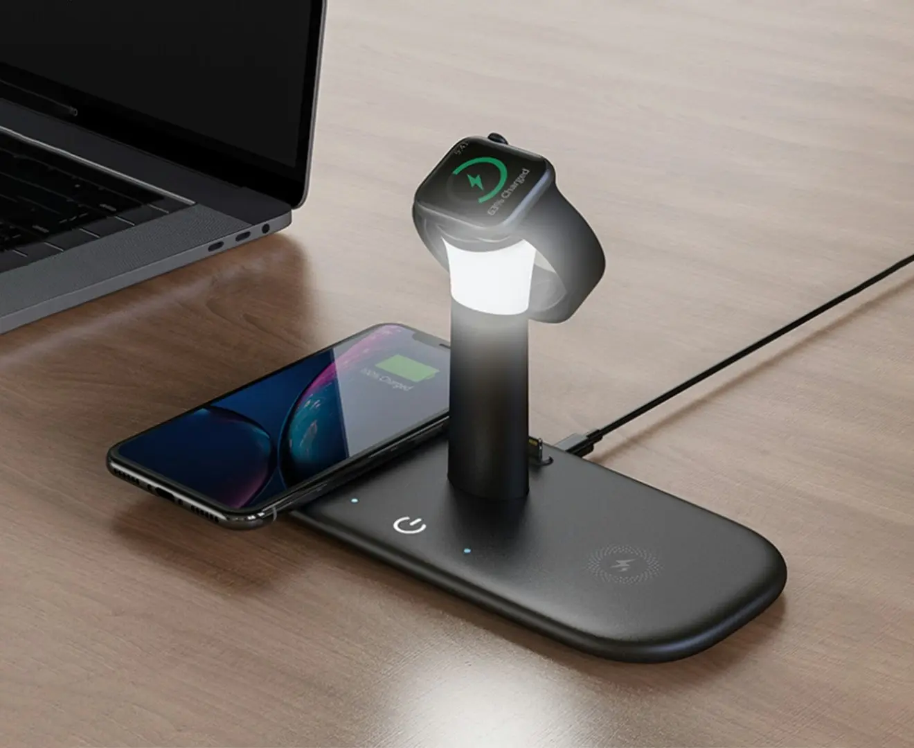 15W 5 in 1 Fast Wireless Charging Dock Station with Night Light light - Electronics