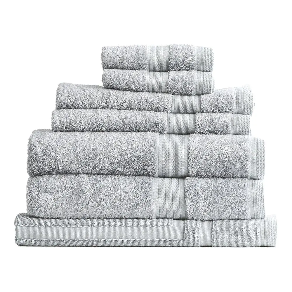 7pc Renee Taylor Stella 650GSM Bamboo Cotton Bath/Hand/Face Towel Set Silver - Home & Garden