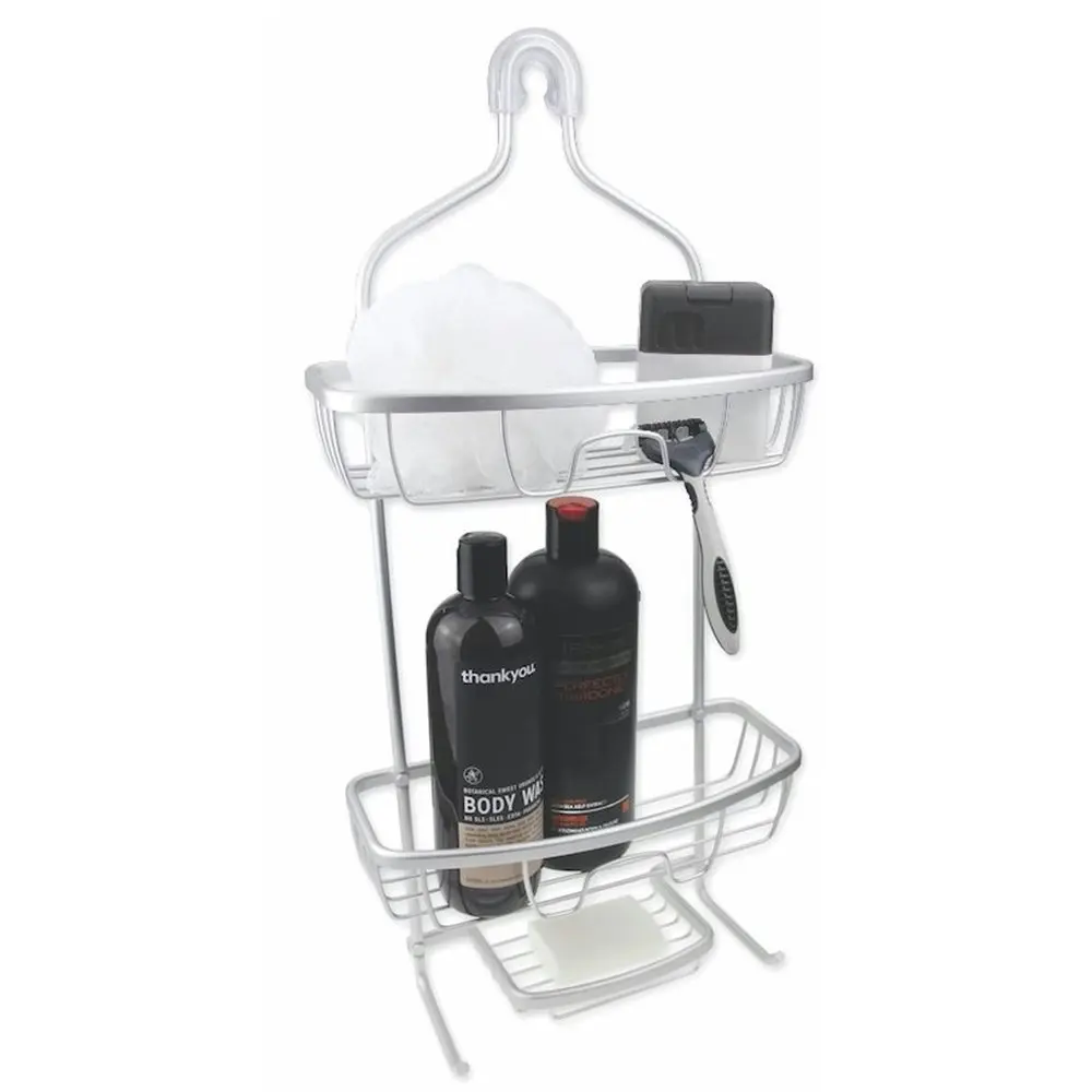Urban Lines Cove Aluminium Shower Caddy Bathroom Hanging Storage Rack Silver - Home & Garden
