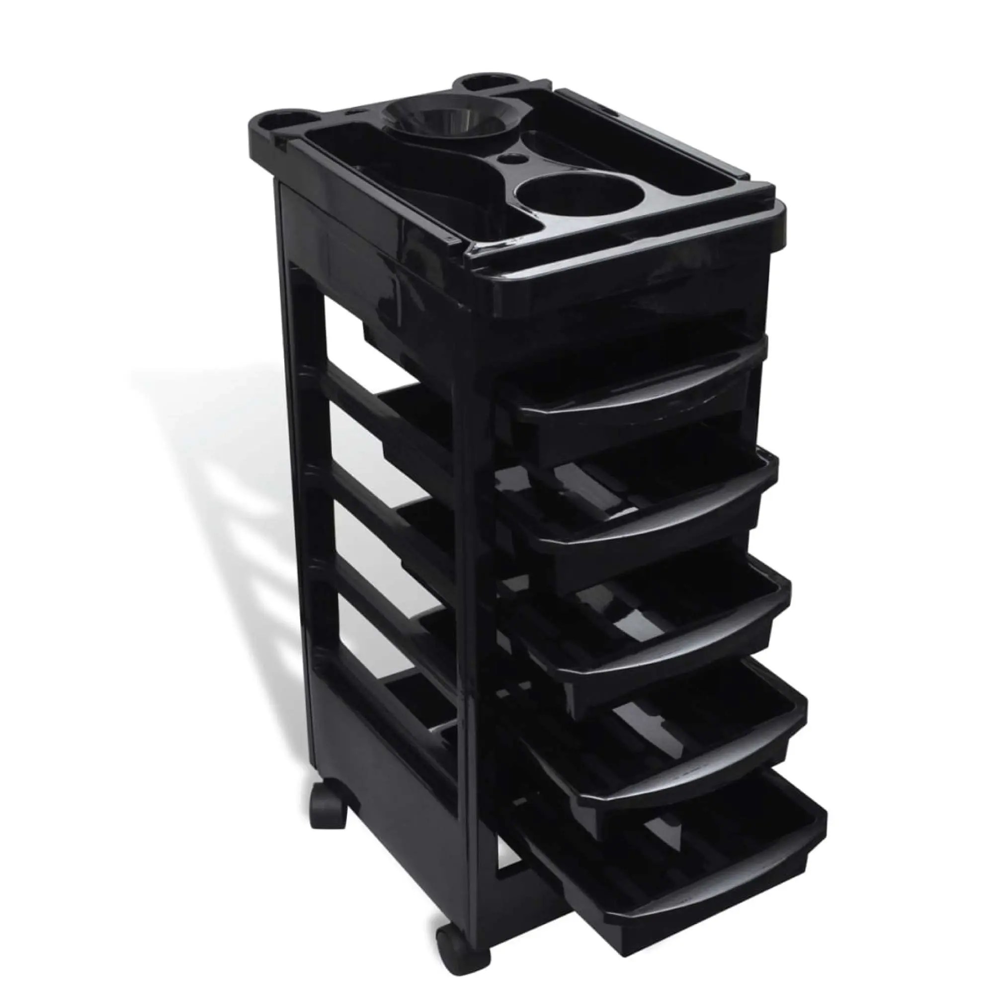 Ellie & Ruby 6 Tier Hairdressing Trolley Black 82x49x32cm Salon Rolling Cart - Commercial