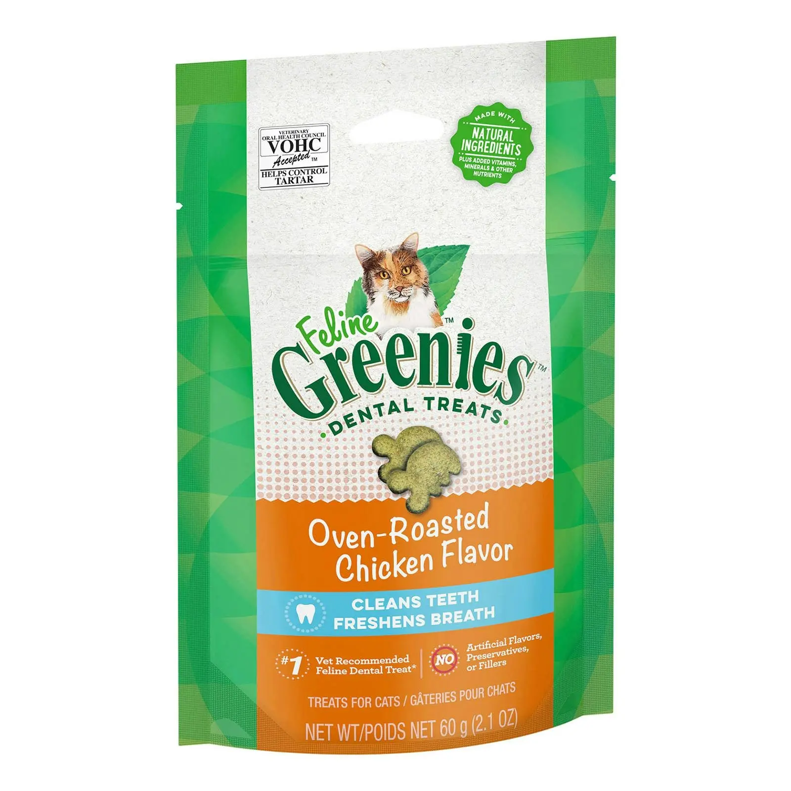 GREENIES Feline Dental Treats Roasted Chicken Flavour For Cats 60 Gm 10 Pack - Pets