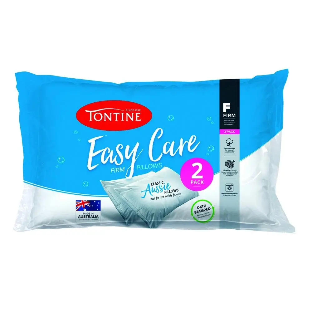 2pc Tontine Easy Care Firm Sleeping Comfort Support Bed Soft Pillow White - Home & Garden
